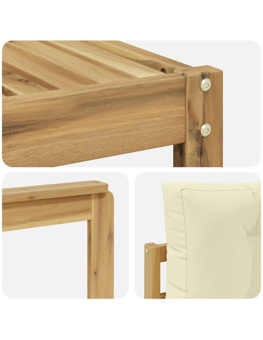 Set di divani da esterno 4 pcs Bianco e Crema Poliestere