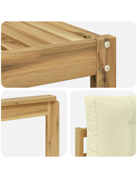 Set di divani da esterno 4 pcs Bianco e Crema Poliestere