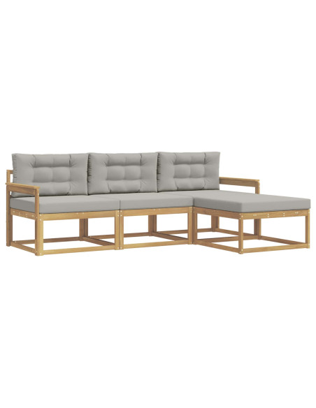 Set di divani da esterno 4 pcs Bianco e Grigio Chiaro