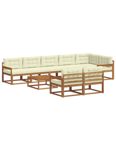 Set di divani da esterno con cuscino 9 pcs Naturale e Crema
