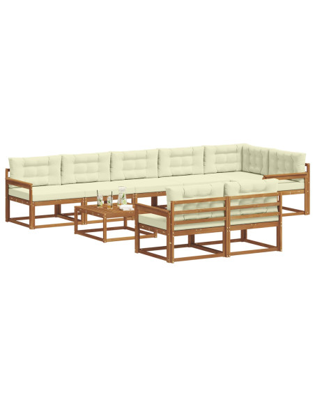 Set di divani da esterno con cuscino 9 pcs Naturale e Crema