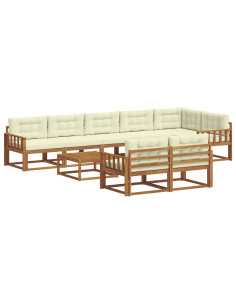 Set di divani da esterno con cuscino 9 pcs Naturale e Crema 2