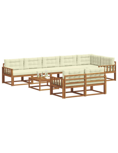Set di divani da esterno con cuscino 9 pcs Naturale e Crema