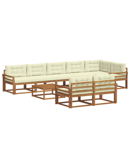 Set di divani da esterno con cuscino 9 pcs Naturale e Crema