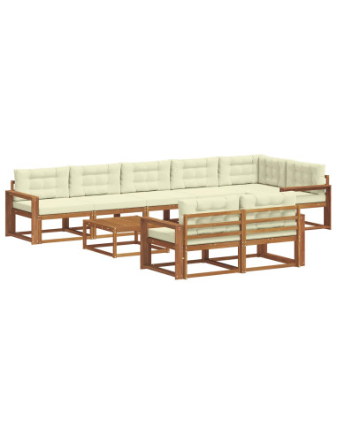 Set di divani da esterno con cuscino 9 pcs Naturale e Crema