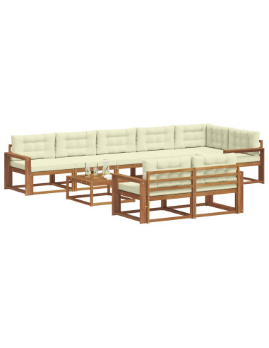 Set di divani da esterno con cuscino 9 pcs Naturale e Crema