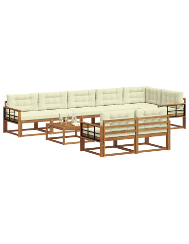 Set di divani da esterno con cuscino 9 pcs Naturale e Crema