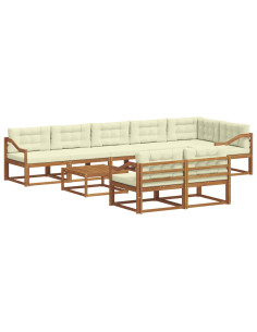 Set di divani da esterno con cuscino 9 pcs Naturale e Crema 2