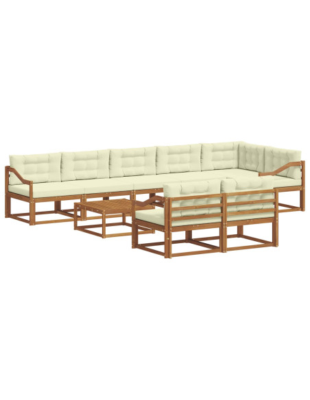 Set di divani da esterno con cuscino 9 pcs Naturale e Crema