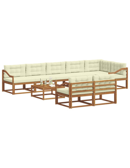 Set di divani da esterno con cuscino 9 pcs Naturale e Crema