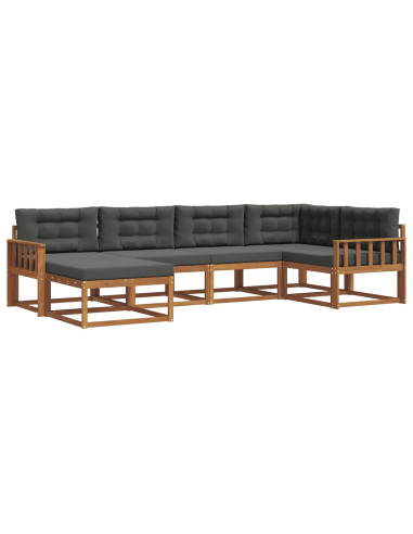 Set di divani da esterno con cuscino 6 pcs Naturale e Antracite