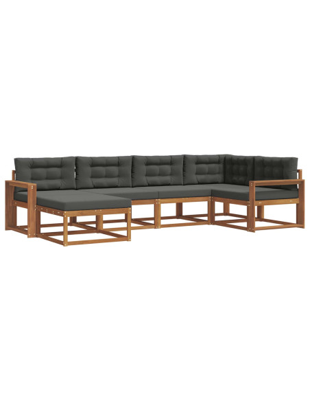 Set di divani da esterno con cuscino 6 pcs Naturale e Antracite