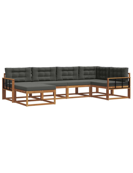 Set di divani da esterno con cuscino 6 pcs Naturale e Antracite