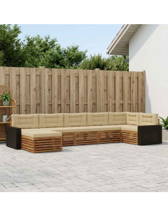 Set di divani da esterno con cuscino 7 pcs Naturale e Beige