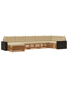 Set di divani da esterno con cuscino 7 pcs Naturale e Beige 2