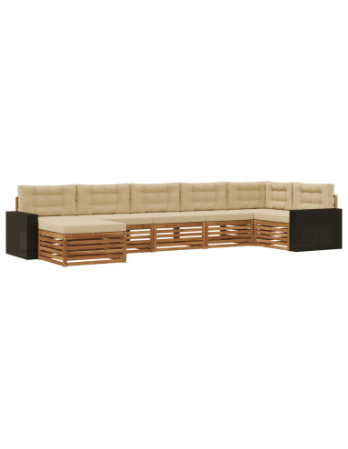 Set di divani da esterno con cuscino 7 pcs Naturale e Beige