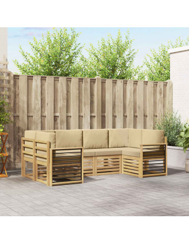 Set divano sezionale 6 pcs Bianco e Beige 245 x 128,5 x 73 cm