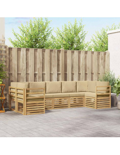 Set divano sezionale 7 pcs Bianco e Beige 304 x 126,5 x 73 cm