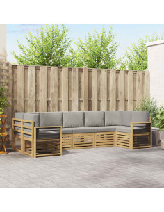 Set divano sezionale 7 pcs Bianco e Grigio Chiaro