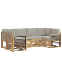 Set divano sezionale 6 pcs Bianco e Grigio Chiaro 2