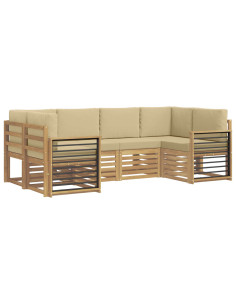Set divano sezionale 6 pcs Bianco e Beige 245 x 128,5 x 73 cm 2