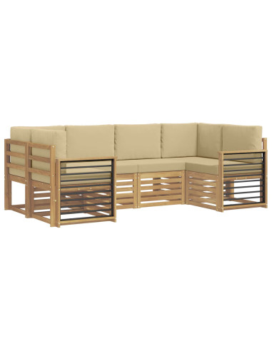 Set divano sezionale 6 pcs Bianco e Beige 245 x 128,5 x 73 cm