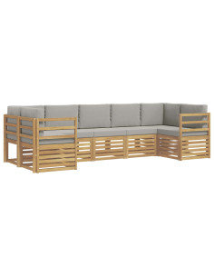 Set divano sezionale 7 pcs Bianco e Grigio Chiaro 2