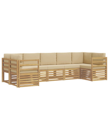 Set divano sezionale 7 pcs Bianco e Beige 304 x 126,5 x 73 cm