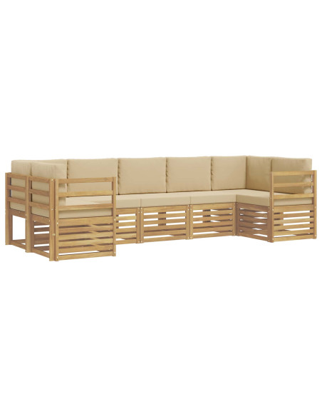 Set divano sezionale 7 pcs Bianco e Beige 304 x 126,5 x 73 cm