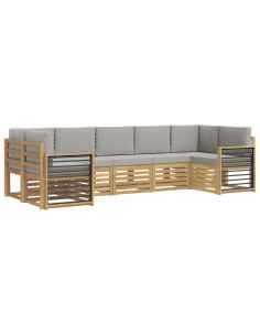 Set divano sezionale 7 pcs Bianco e Grigio Chiaro 2