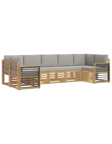 Set divano sezionale 7 pcs Bianco e Grigio Chiaro