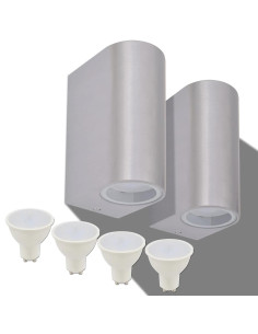 Applique LED Rotonda da Parete 2 pz Proiezione Alto/in Basso 2