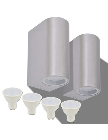 Applique LED Rotonda da Parete 2 pz Proiezione Alto/in Basso