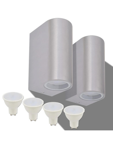 Applique LED Rotonda da Parete 2 pz Proiezione Alto/in Basso
