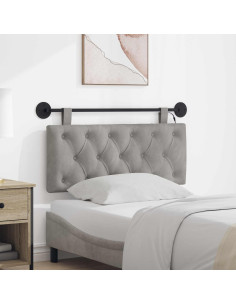Testiera sospesa Con luce LED Grigio Chiaro Velluto