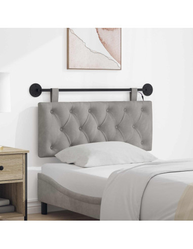Testiera sospesa Con luce LED Grigio Chiaro Velluto