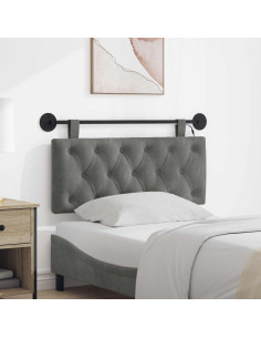 Testiera sospesa Con luce LED Grigio Scuro Velluto