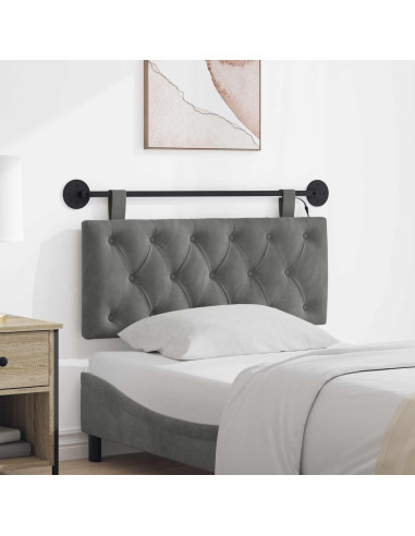 Testiera sospesa Con luce LED Grigio Scuro Velluto