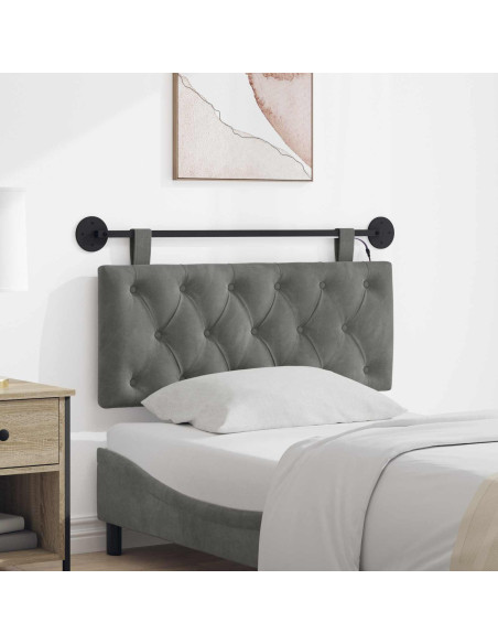 Testiera sospesa Con luce LED Grigio Scuro Velluto