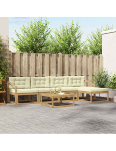 Set di divani da esterno 6 pcs Bianco e Crema 79 x 79 x 37 cm