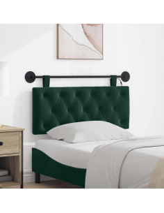 Testiera sospesa Con luce LED Verde Scuro Velluto