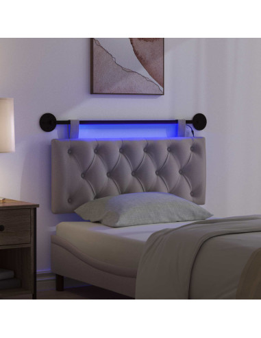 Testiera sospesa Con luce LED Tortora Tessuto