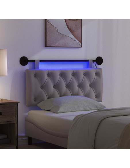 Testiera sospesa Con luce LED Tortora Tessuto