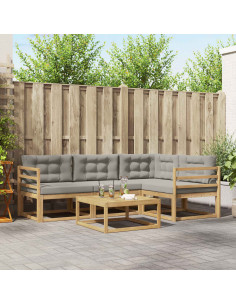 Set di divani da esterno 5 pcs Bianco e Grigio Chiaro