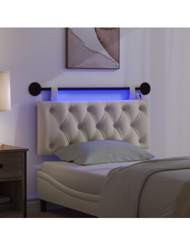 Testiera sospesa Con luce LED Crema Tessuto