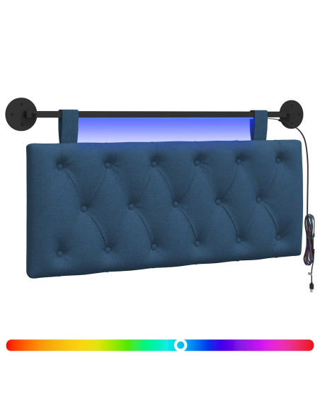 Testiera sospesa Con luce LED Blu Tessuto