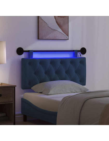 Testiera sospesa Con luce LED Blu Tessuto