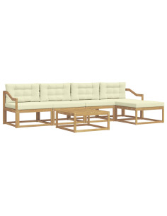 Set di divani da esterno 6 pcs Bianco e Crema 79 x 79 x 37 cm 2