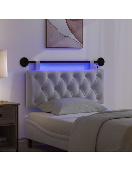 Testiera sospesa Con luce LED Bianco Tessuto