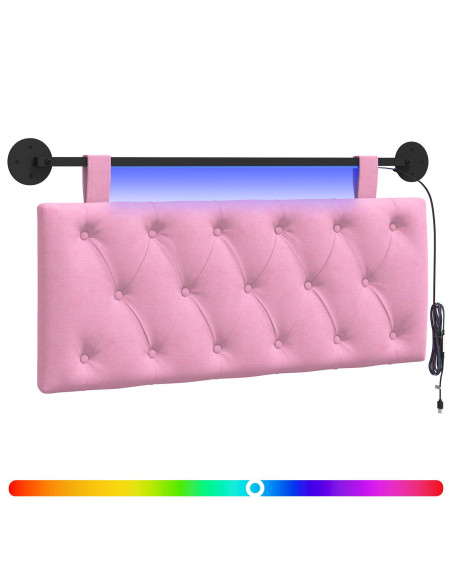 Testiera sospesa Con luce LED Rosa Tessuto